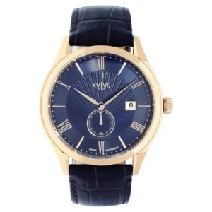 Xylys Swiss Analog with Date Blue Leather Strap and Dial Watch For Men