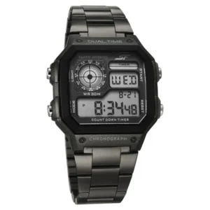 Sonata Hexa Digital Black Dial Stainless Steel Strap Watch For Unisex